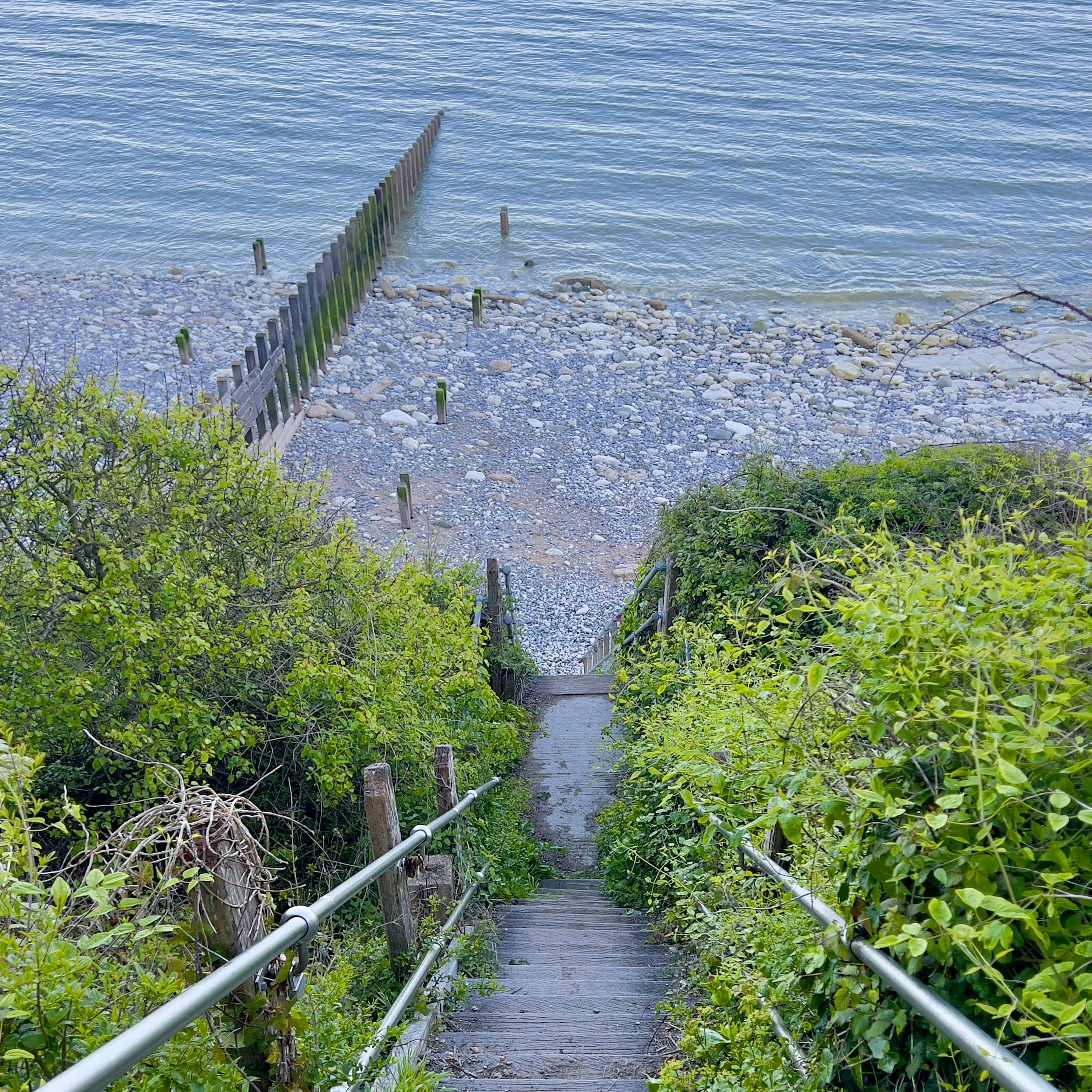Walkways amongst the beachy head cliff - down to the rocks and the beach